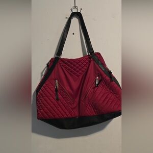 Sondra Roberts Red and Black Quilted Shoulder Bag